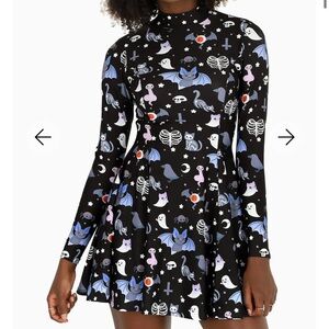 BlackMilk Hauntingly Cute Long Sleeve Evil Mini Skater Dress